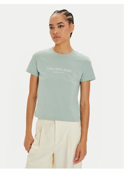 Calvin Klein Jeans T-Shirt Institutional J20J224914 Niebieski Regular Fit ze sklepu MODIVO w kategorii Bluzki damskie - zdjęcie 183948325