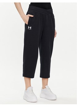 Under Armour Spodnie dresowe Ua Rival Terry Crop Wide Leg 1382737-001 Czarny Loose Fit ze sklepu MODIVO w kategorii Spodnie damskie - zdjęcie 183948345