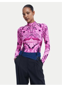Desigual Bluzka Bfly 24WWTK97 Różowy Slim Fit ze sklepu MODIVO w kategorii Bluzki damskie - zdjęcie 183948576