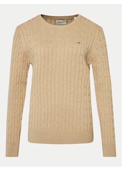 Gant Sweter 4800100 Beżowy Slim Fit - id: 0000304005473 - marki Gant - 183949105 Gant Sweter 4800100 Beżowy Slim Fit ze sklepu MODIVO w kategorii Swetry damskie - zdjęcie 183949105