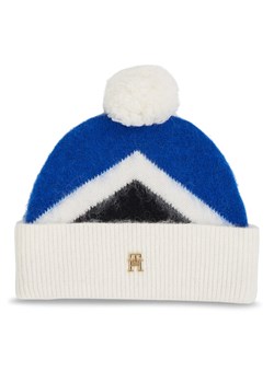 Czapka Tommy Hilfiger Th Evening Pompom Beanie Argyle AW0AW15305 Niebieski ze sklepu eobuwie.pl w kategorii Czapki zimowe damskie - zdjęcie 183969375
