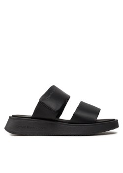 Klapki Calvin Klein Jeans Slide Double Strap Sandal Dc YW0YW01355 Czarny ze sklepu eobuwie.pl w kategorii Klapki damskie - zdjęcie 183970966