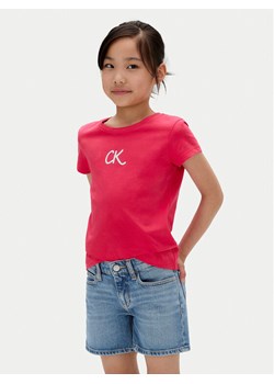 Calvin Klein Jeans T-Shirt Glitter IG0IG02972 D Różowy Slim Fit ze sklepu MODIVO w kategorii Bluzki dziewczęce - zdjęcie 183985259