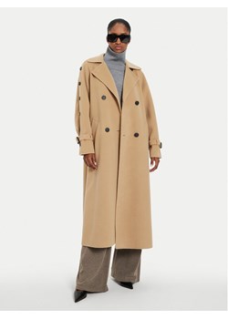 Weekend Max Mara Płaszcz wełniany Natale 2425016021 Beżowy Regular Fit ze sklepu MODIVO w kategorii Płaszcze damskie - zdjęcie 183985296