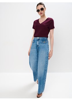 Mohito - T-shirt z merceryzowanej bawełny - kasztanowy ze sklepu Mohito w kategorii Bluzki damskie - zdjęcie 183991608