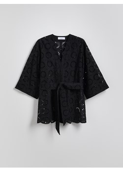 Reserved - Ażurowe kimono z wiązaniem - czarny ze sklepu Reserved w kategorii Bluzki damskie - zdjęcie 183993177
