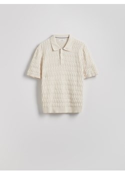 Reserved - Strukturalny sweter polo - kremowy ze sklepu Reserved w kategorii Swetry męskie - zdjęcie 183993598