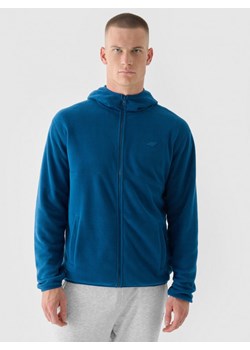 Męski polar rozpinany z kapturem 4F 4FWMM00TFLEM317 - turkusowy ze sklepu Sportstylestory.com w kategorii Bluzy męskie - zdjęcie 183993897