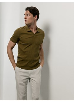 Reserved - Koszulka polo slim - oliwkowy ze sklepu Reserved w kategorii T-shirty męskie - zdjęcie 183994828