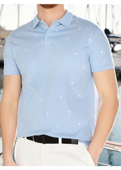 Sinsay - Koszulka polo z nadrukiem all over - błękitny ze sklepu Sinsay w kategorii T-shirty męskie - zdjęcie 183998265
