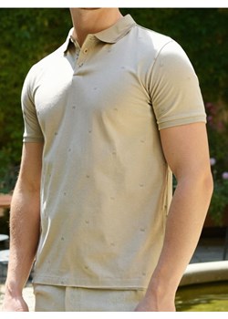 Sinsay - Koszulka polo z nadrukiem all over - beżowy ze sklepu Sinsay w kategorii T-shirty męskie - zdjęcie 183998266