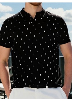 Sinsay - Koszulka polo z nadrukiem all over - czarny ze sklepu Sinsay w kategorii T-shirty męskie - zdjęcie 183998267