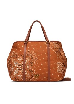 Torebka PINKO Shopper Classic PE 25 PLTT 104899 A2AS Brązowy ze sklepu eobuwie.pl w kategorii Torebki damskie - zdjęcie 183998428