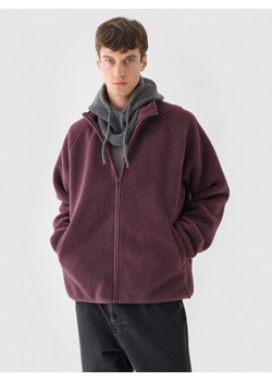 Męski polar sherpa rozpinany Outhorn OTHWAW24TJACM234  - czerwony ze sklepu Sportstylestory.com w kategorii Bluzy męskie - zdjęcie 184004446