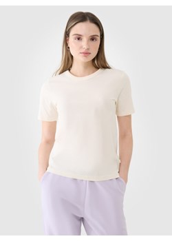 Damski t-shirt basic 4F 4FWSS25TTSHF1991 - biały ze sklepu Sportstylestory.com w kategorii Bluzki damskie - zdjęcie 184004669