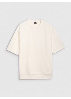 Męska bluza dresowa z krótkim rękawem bez kaptura 4F 4FRSS25TSWSM2114 - biała ze sklepu Sportstylestory.com w kategorii Bluzy męskie - zdjęcie 184004755