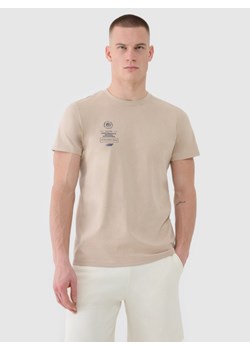 Męski t-shirt z nadrukiem 4F 4FRSS25TTSHM2690 - beżowy ze sklepu Sportstylestory.com w kategorii T-shirty męskie - zdjęcie 184004789
