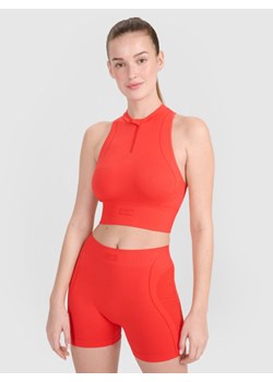 Damski crop top treningowy 4F 4FRSS25TFSLF721 - czerwony ze sklepu Sportstylestory.com w kategorii Bluzki damskie - zdjęcie 184005216