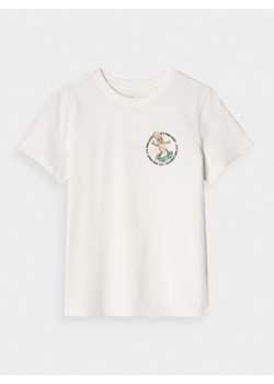 Chłopięcy t-shirt z nadrukiem 4F 4FJRSS25TTSHM2565 - biały ze sklepu Sportstylestory.com w kategorii T-shirty chłopięce - zdjęcie 184005529