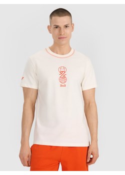 Męski t-shirt z nadrukiem 4F 4FRSS25TTSHM3092 - beżowy ze sklepu Sportstylestory.com w kategorii T-shirty męskie - zdjęcie 184005799