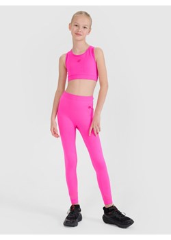 Dziewczęce legginsy sportowe 4F 4FJWSS25TFTIF297 - różowe ze sklepu Sportstylestory.com w kategorii Spodnie dziewczęce - zdjęcie 184006008