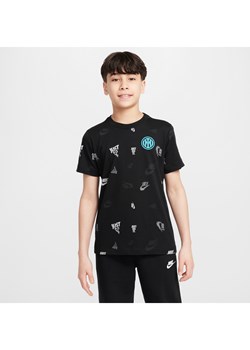 T-shirt piłkarski z nadrukiem dla dużych dzieci Nike Inter Mediolan - Czerń ze sklepu Nike poland w kategorii T-shirty chłopięce - zdjęcie 184006967