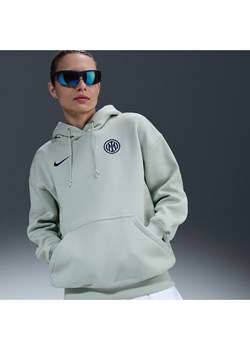 Damska bluza piłkarska z kapturem o kroju oversize Nike Inter Mediolan Phoenix Fleece - Szary ze sklepu Nike poland w kategorii Bluzy damskie - zdjęcie 184006977