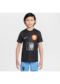 Przedmeczowa koszulka piłkarska z krótkim rękawem dla dużych dzieci Nike Dri-FIT Holandia Academy Pro - Czerń ze sklepu Nike poland w kategorii T-shirty chłopięce - zdjęcie 184007008