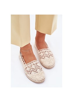 Koronkowe Espadryle Damskie Beżowe beżowy ze sklepu ButyModne.pl w kategorii Espadryle damskie - zdjęcie 184008568