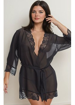 Czarny peniuar damski tiulowy szlafrok Cassidy Plus Size, Kolor czarny, Rozmiar 3XL, Irall ze sklepu Intymna w kategorii Szlafroki damskie - zdjęcie 184009458