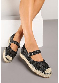 Czarne Espadryle z Plecionki z Ozdobnym Noskiem Sprzączką i Wkładką ze Skóry Eranwena ze sklepu renee.pl w kategorii Espadryle damskie - zdjęcie 184011307