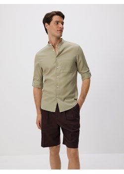Reserved - Koszula slim fit ze stójką - oliwkowy ze sklepu Reserved w kategorii Koszule męskie - zdjęcie 184012315