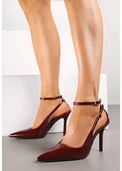 Bordowe Sandały Lakierowane Vices na Szpilce Typu Slingback Dolenita ze sklepu renee.pl w kategorii Czółenka - zdjęcie 184013365