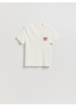 Reserved - T-shirt z nadrukiem i haftem - złamana biel ze sklepu Reserved w kategorii Bluzki damskie - zdjęcie 184014498