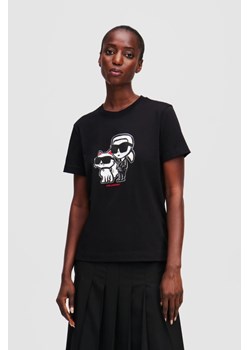 KARL LAGERFELD Czarny damski t-shirt Ikon Sketch Duo, Rozmiar XS ze sklepu outfit.pl w kategorii Bluzki damskie - zdjęcie 184014818