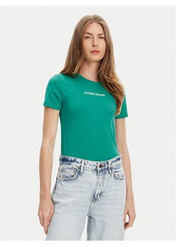 Guess Jeans T-Shirt W4YI01 J1314 Zielony Slim Fit ze sklepu MODIVO w kategorii Bluzki damskie - zdjęcie 184016139