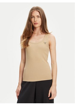 Guess Top V4YP06 K8RT2 Beżowy Regular Fit ze sklepu MODIVO w kategorii Bluzki damskie - zdjęcie 184016159