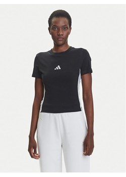 adidas T-Shirt Essentials 3-Stripes JC8325 Czarny Slim Fit ze sklepu MODIVO w kategorii Bluzki damskie - zdjęcie 184019349