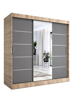 Szafa przesuwna 200 cm dąb sonoma + antracyt - Marmos 6X ze sklepu Edinos.pl w kategorii Szafy - zdjęcie 184025989