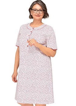 Bawełniana koszula nocna Basia I 263 23, Kolor biało-bordowy, Rozmiar 2XL, MARTEL ze sklepu Intymna w kategorii Koszule nocne - zdjęcie 184026586