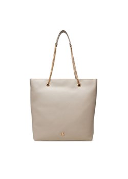 Calvin Klein Torebka Minimal Monogram Chain Tote LV04F3204G Beżowy ze sklepu MODIVO w kategorii Torby Shopper bag - zdjęcie 184030178