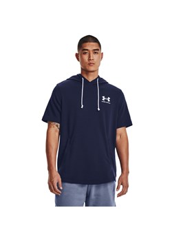 Męska bluza dresowa nierozpinana z krótkim rękawem Under Armour UA Rival Terry LC SS HD - granatowa ze sklepu Sportstylestory.com w kategorii Bluzy męskie - zdjęcie 184030655