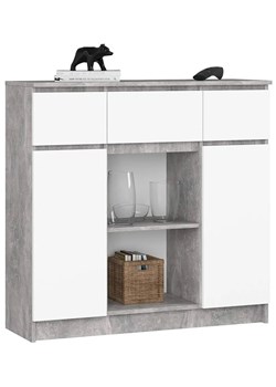 Komoda z szufladami oraz półkami beton + biały W1-T43 ze sklepu Edinos.pl w kategorii Komody - zdjęcie 184030717