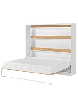 Poziomy rozkładany tapczan biały + dąb 160x200 H5-W19 ze sklepu Edinos.pl w kategorii Łóżka i materace - zdjęcie 184030719
