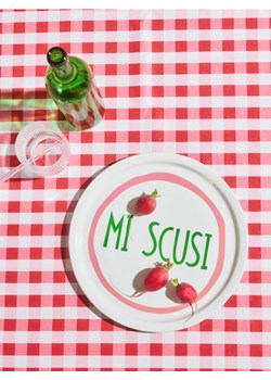 Sinsay - Duży talerz do pizzy z napisem Mi Scusi - różowy ze sklepu Sinsay w kategorii Talerze - zdjęcie 184035565