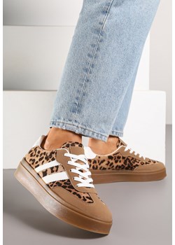 Panterkowe Sneakersy w Stylu Tenisówek z Paskami Nilomira ze sklepu born2be.pl w kategorii Buty sportowe damskie - zdjęcie 184035598