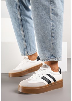Biało-Czarne Sneakersy w Stylu Tenisówek z Paskami Nilomira ze sklepu born2be.pl w kategorii Buty sportowe damskie - zdjęcie 184035619