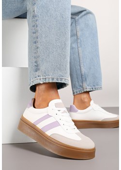 Biało-Fioletowe Sneakersy na Kauczukowej Podeszwie Ozdobione Paskami Nilimea ze sklepu renee.pl w kategorii Buty sportowe damskie - zdjęcie 184035649