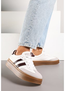Biało-Bordowe Sneakersy na Kauczukowej Podeszwie Ozdobione Paskami Nilimea ze sklepu renee.pl w kategorii Buty sportowe damskie - zdjęcie 184035658