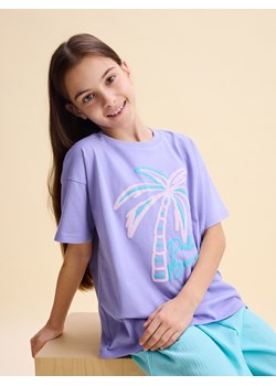 Reserved - T-shirt z nadrukiem - lawendowy ze sklepu Reserved w kategorii Bluzki dziewczęce - zdjęcie 184036289
